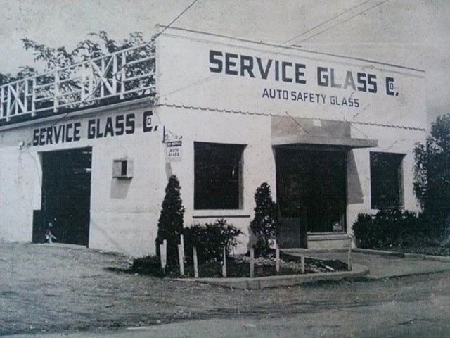 Historic glass shop photo from the Milford Glass collection