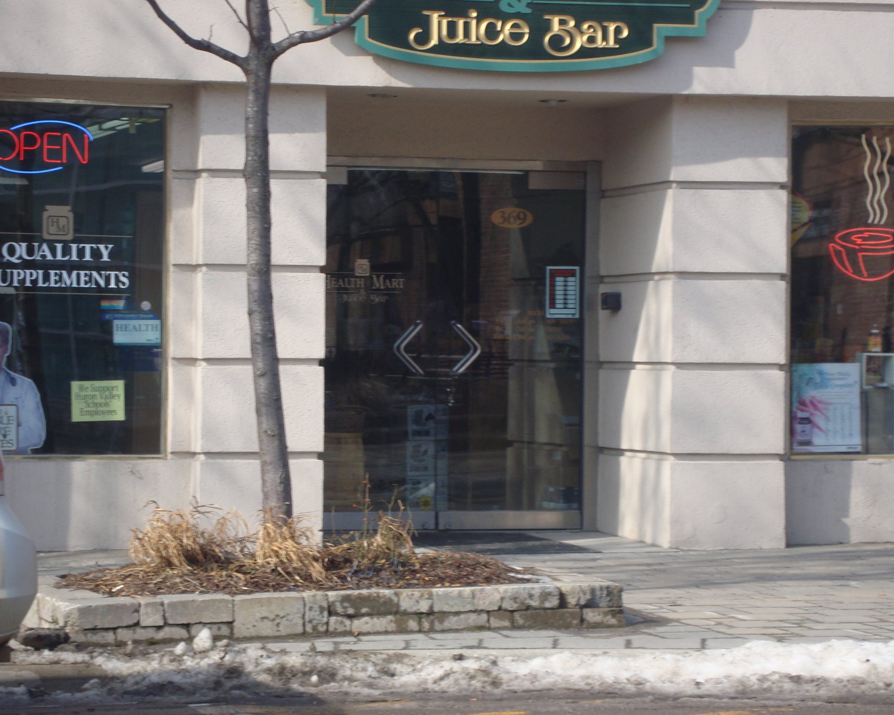 Commercial storefront glass on Main Street
